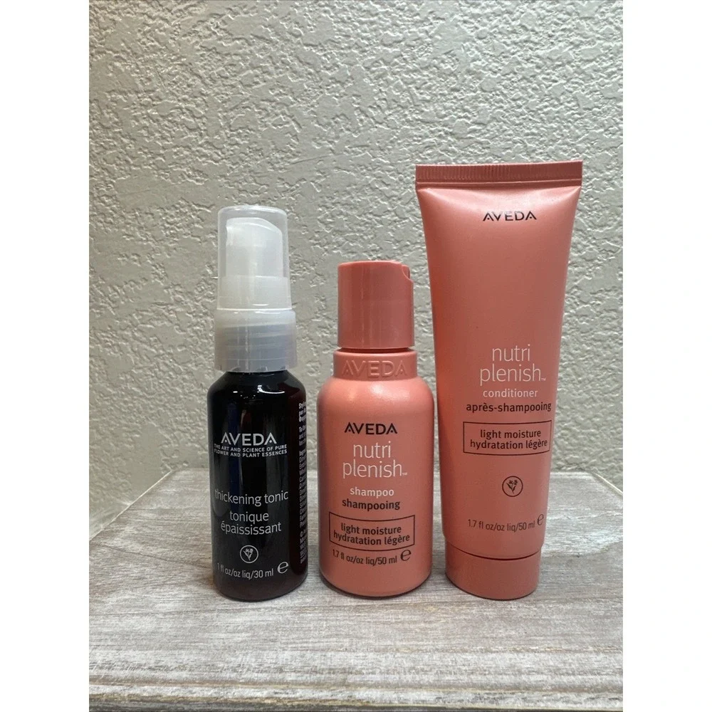 $18 🌙 Set Aveda NutriPlenish Moisture Sham & Cond Travel Thickening Tonic NEW